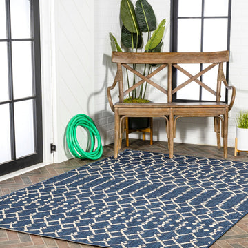 Ourika Moroccan Geometric Textured Weave Indoor/outdoor Rug